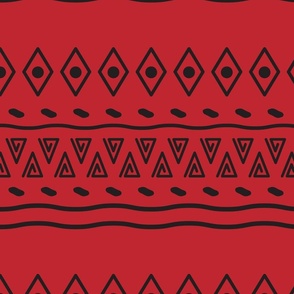 African Mudcloth Black in Red BG