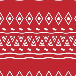  Authentic African Mudcloth white in red BG