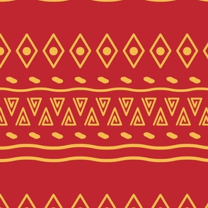  Authentic African Mudcloth Yellow In Red BG