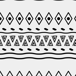  Authentic African Mudcloth Black In White