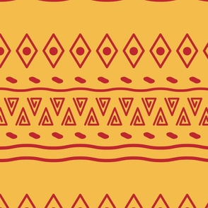 Authentic African Mudcloth Red In Yellow