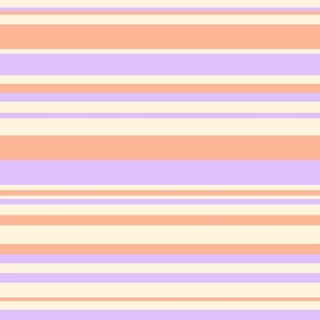 Large // Pastel Stripes in Purple, Lavender, Orange, Apricot, Cream great for spring, summer