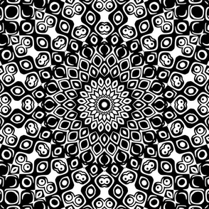 Black and White Mandala Kaleidoscope Medallion