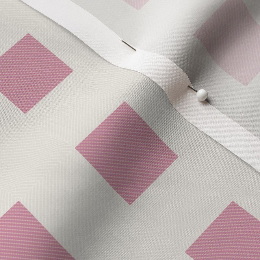 Floating Square Twill in pink and white, MEDIUM scale