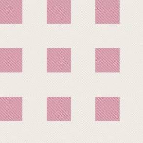 Floating Square Twill in pink and white, MEDIUM scale