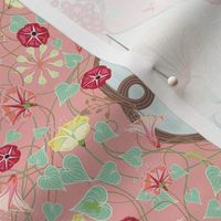 Blush pink decorative vintage floral pattern - maximalist , classical and cheerful - small 