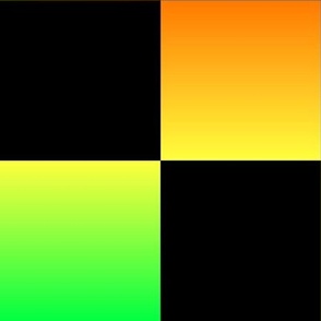 Neon Rainbow Gradient Checks - Jumbo - Classic Dark Black & Multicolor Gradient - Florescent Fun