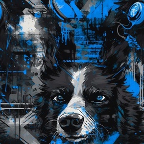 grunge cyberpunk dog blue