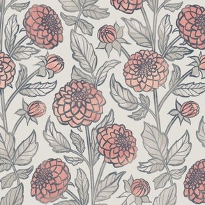 Dahlias in Silver and Pink, medium