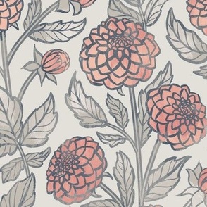 Dahlias in Silver and Pink, large