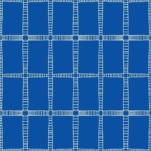 Line Grid - Small Hand Drawn Tribal Lines - Line Geometric - White on Blue