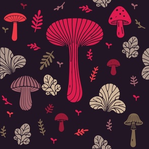 Dark Red Forest Mushrooms