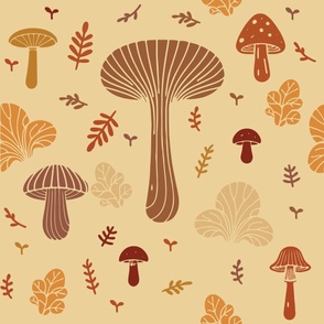 Tan Forest Mushrooms