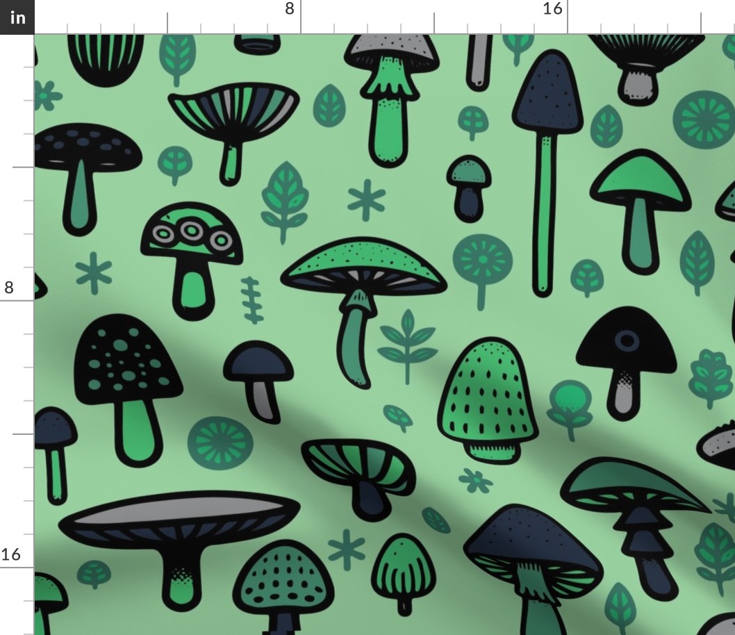 Green Odd Mushrooms 