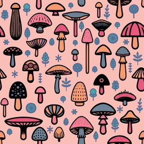 Pink and Blue Odd Mushrooms