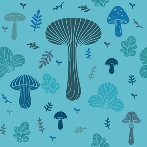 Teal Forest Mushrooms