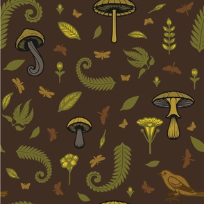 Brown Forest Floor Mushrooms