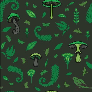 Mossy  Forest Floor Mushrooms