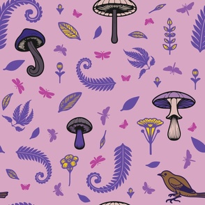 Lavender Forest Floor Mushrooms