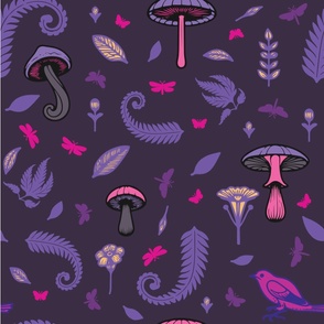 Purple Forest Floor Mushrooms