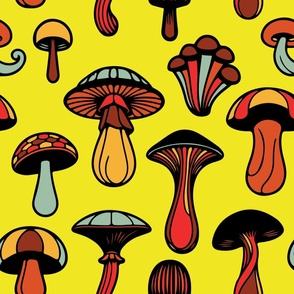 Yellow Groovy Mushrooms