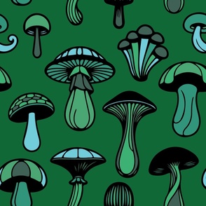 Deep Green Groovy Mushrooms