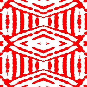 Boho Geometric - Tribal Rough Lines - Red and White 