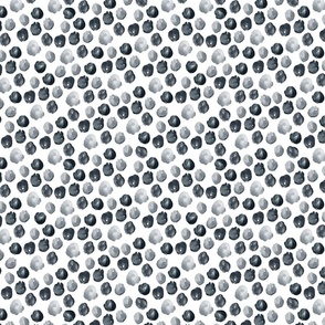 Dark Grey Watercolor Wintry Polka Dots On White small