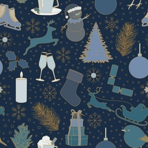 Christmas Pattern Dark Blue