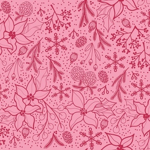 holiday folk floral - pinks color way 