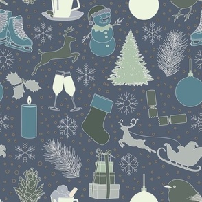 Christmas Pattern Denim Blue