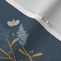 Honeybee Blooms | Cream and Blue, lilac bouquet, hand drawn botanicals | 12x12