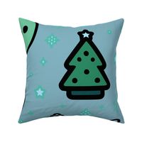 Kawaii Teal Christmas Ornaments