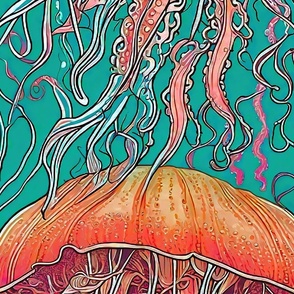 Large scale orange jellyfish