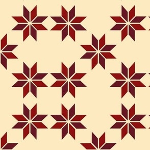 Christmas Stars in Reds on Beige Background