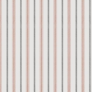 Faux Ticking Stripe | Winterberry + Charcoal | Small - 2.4" Repeat/1.2" Stripe Width