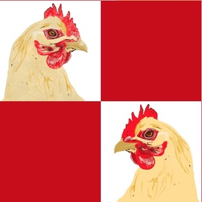 Chicken Checkers with Red Squares on White