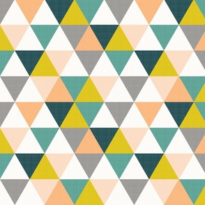 Peachy Keen - Cheerful Triangles - Linen Texture - Medium