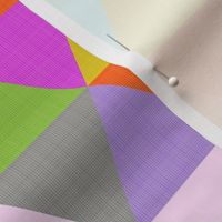 Vintage Rainbow - Cheerful Triangles - Linen Texture - Medium