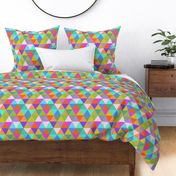 Vintage Rainbow - Cheerful Triangles - Linen Texture - Medium