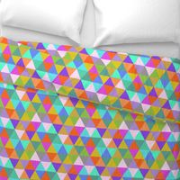 Vintage Rainbow - Cheerful Triangles - Linen Texture - Medium