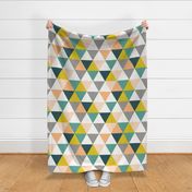 Peachy Keen - Cheerful Triangles - Linen Texture - Large