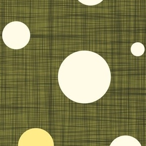 dots on olive green linen texture