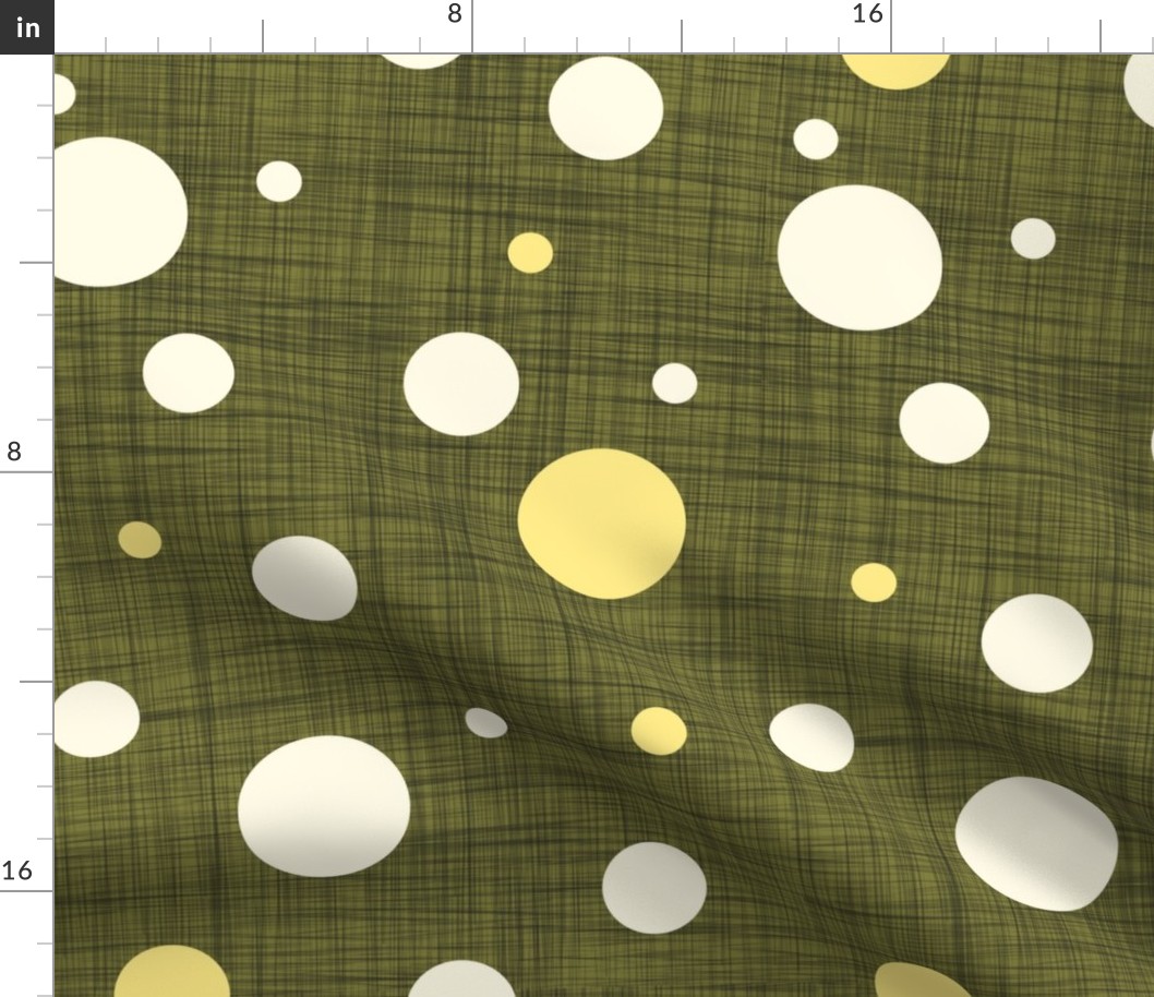 dots on olive green linen texture