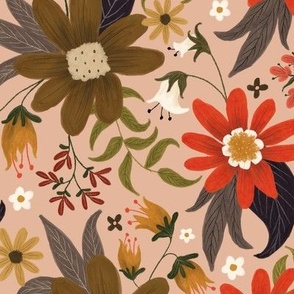 autumn floral on dusty peach