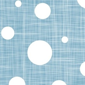 dots on light blue linen texture - large scale