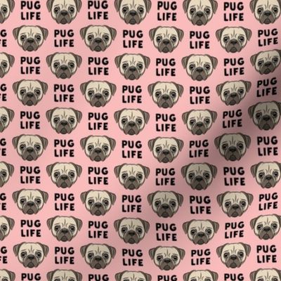 (3/4"  scale) Pug Life - cute pug face - pink C21