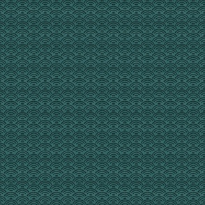 Rustic Scallops-black on teal (small scale)