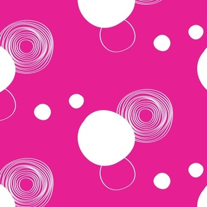 Cerise Pink Circles and dots/ large