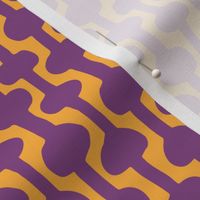 Smaller / Groovy graphic two tone ogee stripe / Hand drawn feel / irregular shapes / bright purple and orange